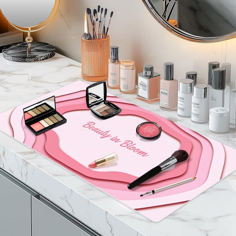 Aphlos Dual-Sided Waterproof Synthetic Leather Makeup Mat for Desk, Makeup Station, Crafts, Multi-Use Scratch & Stain Resistant Surface Protector Pad for Vanity, Desktop, Craft Table (Simple) - Image 1